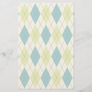 Blue And Green Argyle Stationery