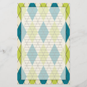 Blue And Green Argyle Stationery