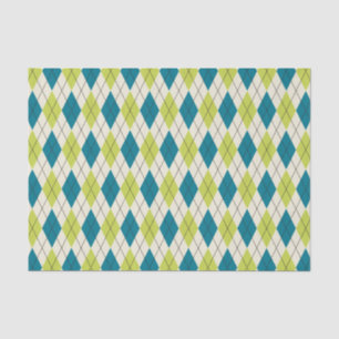 Blue And Green Argyle Tissue Paper