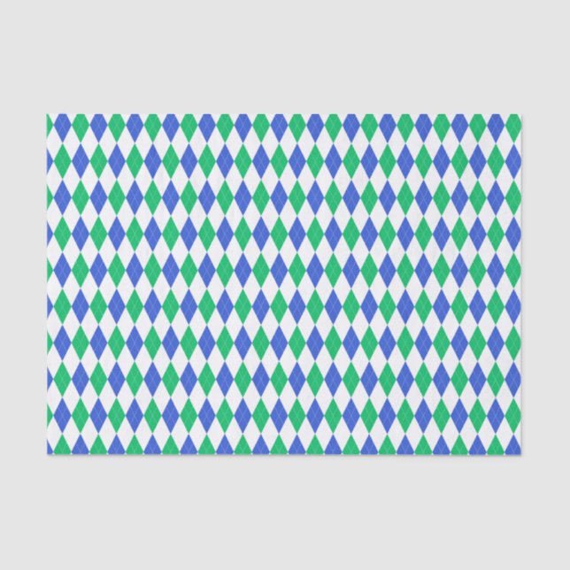 Blue and Green Argyle Tissue Paper (Front)