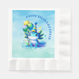 Blue and Green Axolotl Boy's Birthday Party Napkin