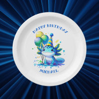 Blue and Green Axolotl Boy's Birthday Party