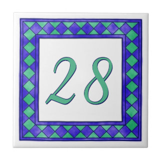 Blue and Green Big House Number Tile