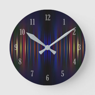 Blue and green blurred stripes pattern round clock
