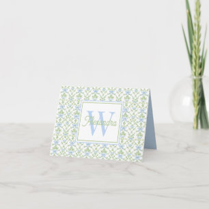 Blue and Green Bows and Vines Lattice Note Card