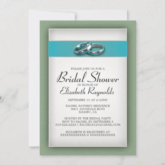 Blue and Green Bridal Shower Invitations (Front)