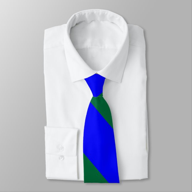 Blue and Green Broad University Stripe Tie (Tied)