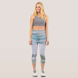 Blue and green brushstrokes capri leggings