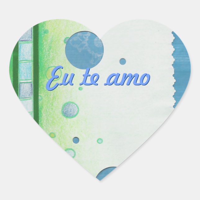 Blue and Green Bubble Heart Stickers (Front)