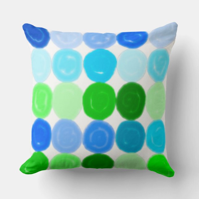 Blue and Green Bubbles Cushion (Front)