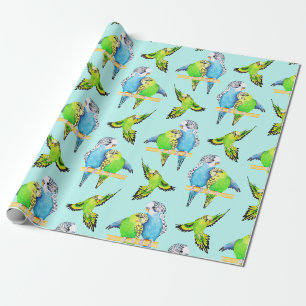 Blue and Green Budgies Parakeet Pet Bird Lover Wrapping Paper