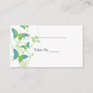 Blue and Green Butterfly Vine Wedding Place Cards