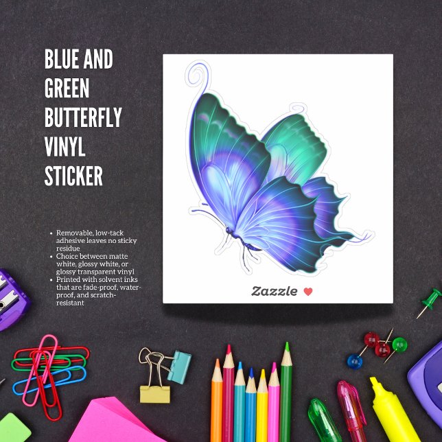 Blue and Green Butterfly Vinyl Sticker (The Butterfly Studio
Blue and Green Butterfly Vinyl Sticker)
