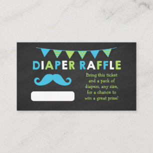 Blue and Green Chalkboard Diaper Raffle Tickets Enclosure Card