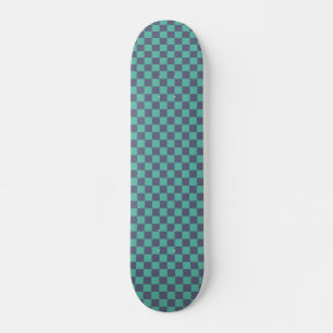 Blue and Green Checkerboard Skateboard