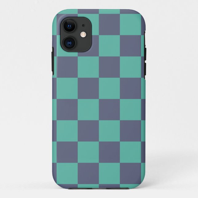Blue and Green Chequerboard Case-Mate iPhone Case (Back)