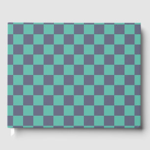 Blue and Green Chequerboard Guest Book