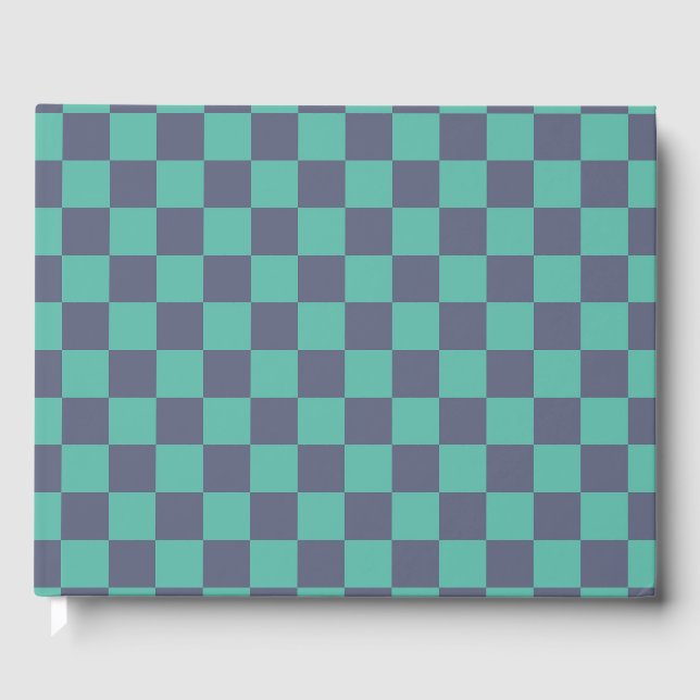 Blue and Green Chequerboard Guest Book (Front)
