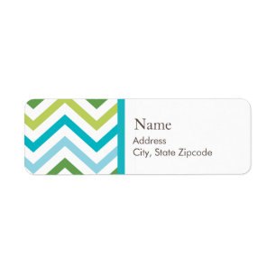 Blue and Green Chevron Address Label