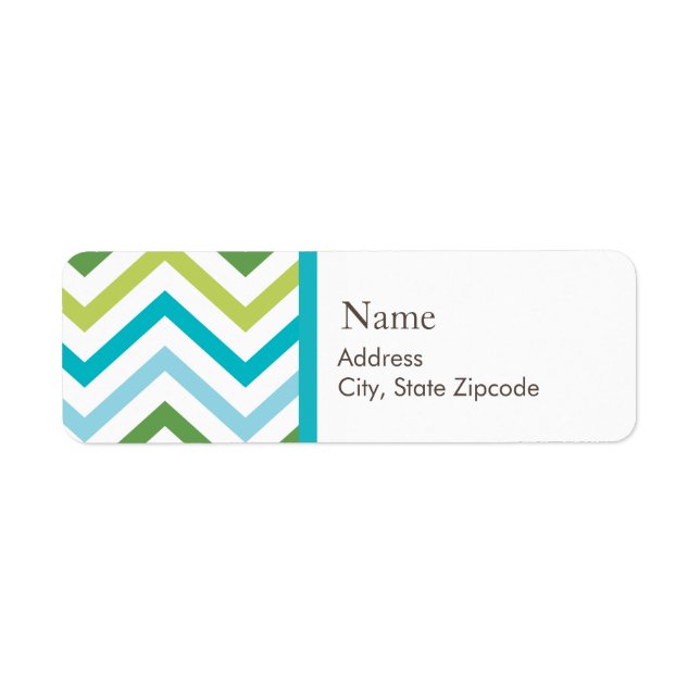 Blue and Green Chevron Address Label (Front)