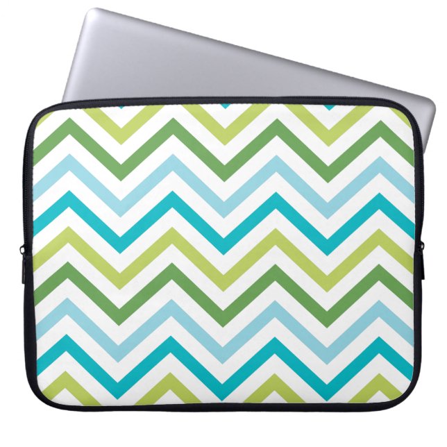 Blue and Green Chevron   |   Laptop Sleeves (Front)
