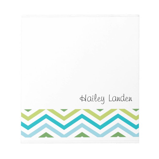Blue and Green Chevron  |  Personalised Notepads (Front)