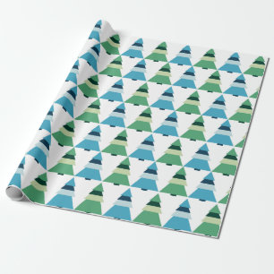 Blue and Green Christmas Trees Gift Wrapping Paper