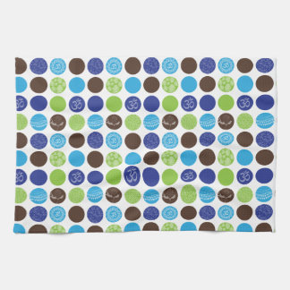 Blue and Green Circle Dot Pattern Tea Towel