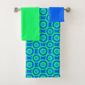 Blue and Green Circles Bath Towel Set