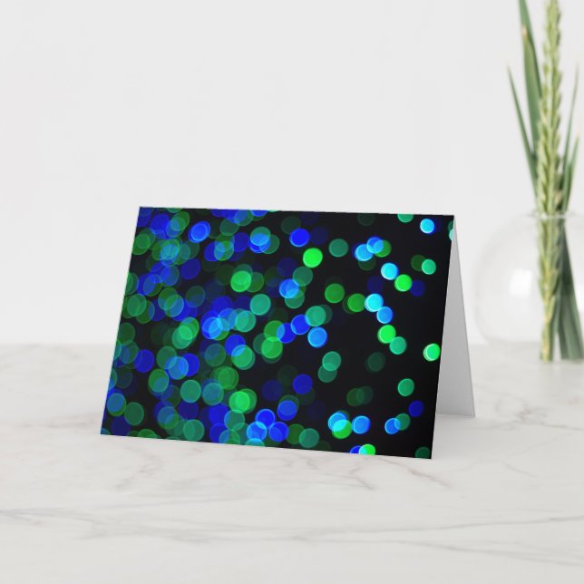 Blue and Green Circles Holiday Card (Front)