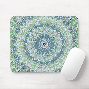 Blue and Green Coastal Medallion Pattern Mouse Mat