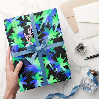 Blue and Green Colour Splashes Pattern Wrapping Paper