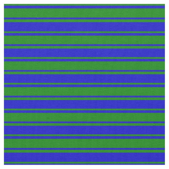 Blue and Green Coloured Lined/Striped Pattern Fabric (Close Up)