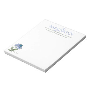 Blue and Green Country Floral Baby Shower Advice Notepad