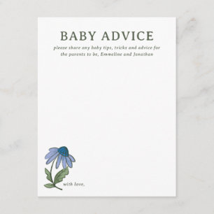 Blue and Green Country Floral Baby Shower Advice RSVP Card