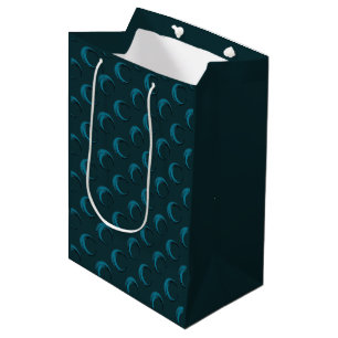 Blue and Green Crescent Moons Pattern Halloween Medium Gift Bag