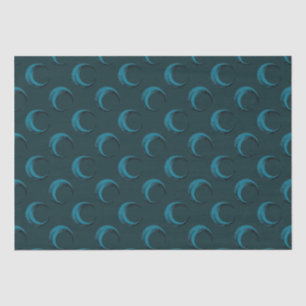 Blue and Green Crescent Moons Pattern Halloween Tissue Paper