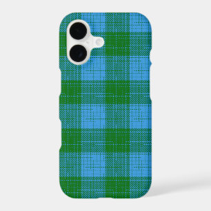 Blue and Green Crosshatch Chequered Design 