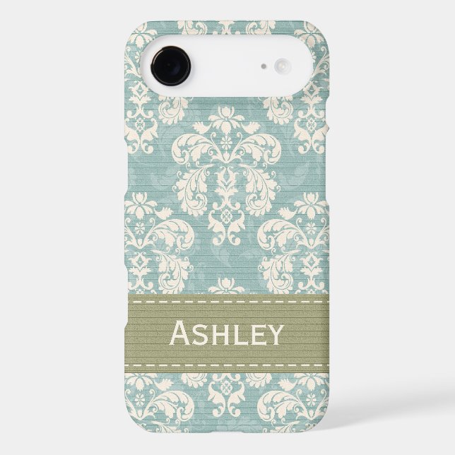 Blue and Green Damask iPhone 4 4s Case Cover (Back)