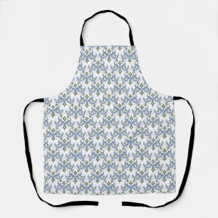 blue and green damask ornament pointillism apron