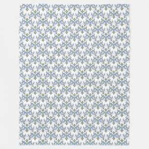 blue and green damask ornament pointillism fleece blanket