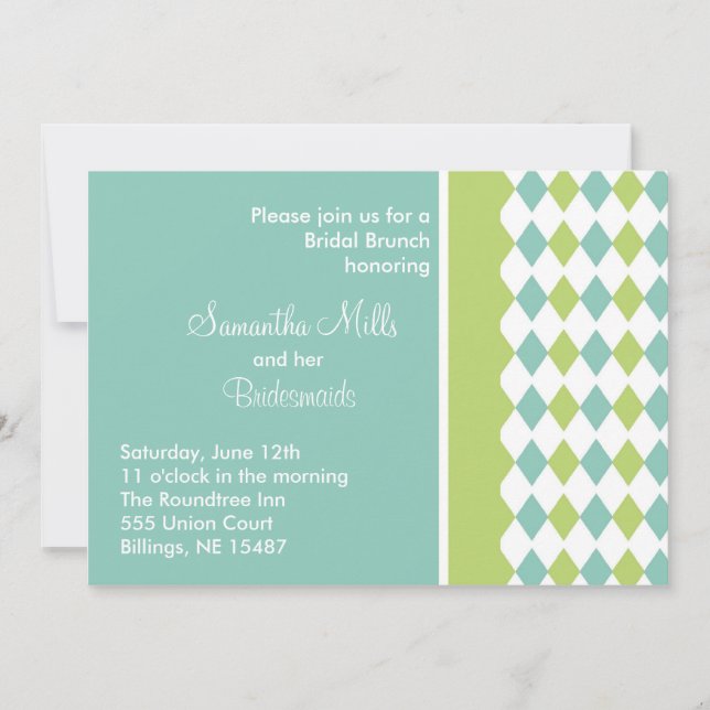 Blue and Green Diamond Invitation (Front)
