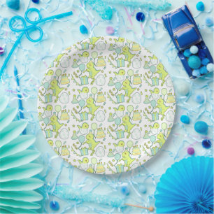 Blue And Green Dinosaur Birthday  Paper Plate