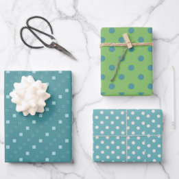Blue and green dot design wrapping paper sheet