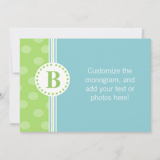 Blue and Green Dots and Stripes Custom Stationery Card