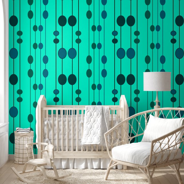 Blue and green dots on mint green  wallpaper (Kids)