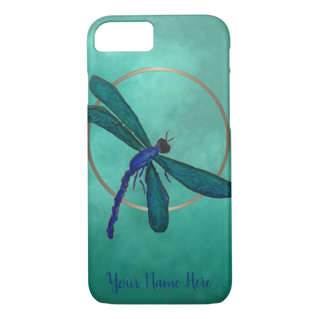 Blue and Green Dragonfly Case-Mate iPhone Case (Back)