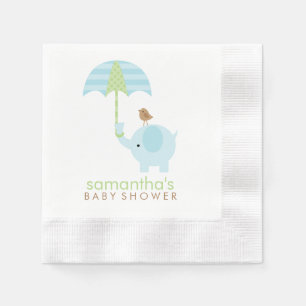 Blue and Green Elephant Baby Shower Napkin