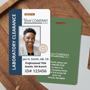 Blue and Green Employee Photo ID with Logo Badge