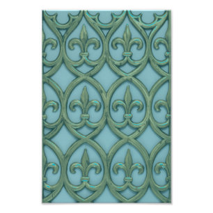 Blue And Green Fleur-de-lis Photo Print